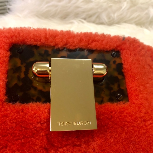 Tory Burch Fun Fur Clutch Handbag Shearling Purse - Picture 3 of 7